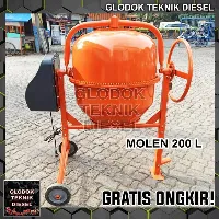 Foto 3 Mesin Molen Pengaduk Cor Semen Listrik 200 Liter Elektrik Concrete Mixer Machine Electric 200 L Original 200L 120 140 160 180 200 220 240 250 280 300 Liter TERBAIK — Molen 300 L