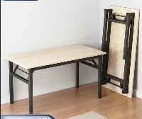 Foto 1 Meja lipat kayu portable kaki besi uk 120x60 cm