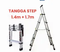 Foto 2 Tangga Teleskopik Lipat 5 Step T 1.4 m + 1.7 m