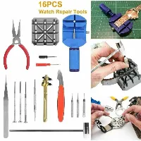 Foto 4 Perkakas Tangan Alat Pembuka Jam Tangan Perbaikan Servis Arloji Set - 16PCS - Plastik