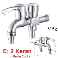 Foto 1 Kran Cabang Engkol Keran Shower Cabang 2 Kran Tembok Kamar Mandi 2 Way - Dua Mesin Cuci