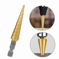 Foto 3 Mata Bor 3 PCS Besi Kuningan Kayu Plastik Step Drill Pagoda Tingkat - 6 PCS