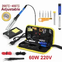 Foto 1 Solder Listrik Set Tas 15 Pcs Lengkap Iron Tool Kit 220V 60W Solder Listrik Murah Paket Penyedot Penghisap Timah Set