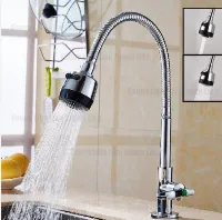 Foto 4 Keran Air Angsa Fleksibel Tembok Sink Kuningan Piring Wastafel - Wastafel Vertik