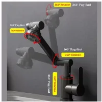 Foto 3 Rotasi 1080Â° kran angsa wastafel cuci piring kran wastafel cuci piring Kran Cuci Piring Tembok  2 mode Kran Air -Vertikal