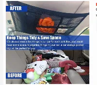 Foto 3 Jaring Bagasi Mobil resleting Ceiling Organizer net