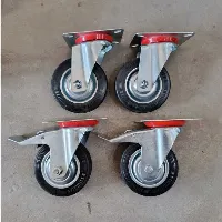 Foto 1 PAKET roda karet 4 inchi roda etalase 1set 4pcs roda gerobak 4 in — 2PCS MATI+2PCS REM