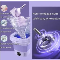 Foto 4 Mesin Cuci Mini Portable 2 Tabung 8L Mesin Cuci Lipat Otomatis
