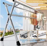 Foto 2 SUS 304 Jemuran Baju Stainless Steel Jemuran Pakaian Jemuran Hanger Jemuran Baju Lipat Jemuran Baja Tahan Karat Yang Menebal