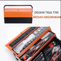 Foto 2 Tool Kit 85 Pcs Tool Box Perkakas Kunci Sok Set Pekerjaan