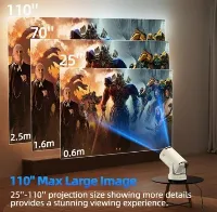 Foto 4 Portable Projector With Bluetooth 4K 720P Speaker HD 180 Angle Adjustable 110 Inch Screen