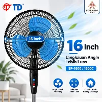 Foto 2 Kipas Angin Berdiri TD SF1600C 16 Inch Stand Fan 3 Kecepatan 55 Watt Tinggi Bisa Diatur