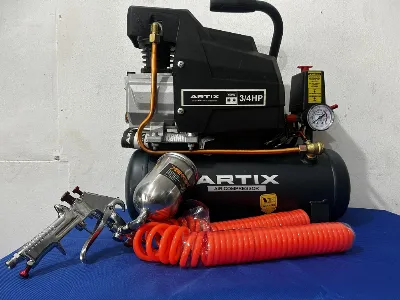 Paket Komplit Kompresor  Artix Perlengkapan Cat Oilless 075 Hp 9 Liter — Kompresor & Pneumatik Samarinda