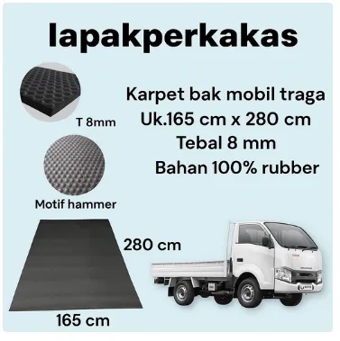 Karpet Alas Bak Mobil Pick Up Traga Motif Hammer Bahan Karet 165 cm x 280 cm ketebalan 8 mm — Karpet & Terpal Bak Samarinda