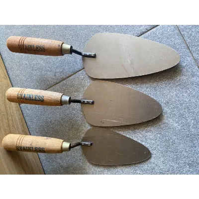 Cetok Galur Stainless Steel Sedang 17cm Sendok Semen Baja Gagang Kayu — Hand Tools Samarinda