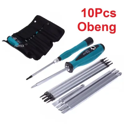 Screwdriver Set 10pcs Obeng Reparasi Magnetik Presisi Bolak Slotted — Obeng & Tespen Samarinda