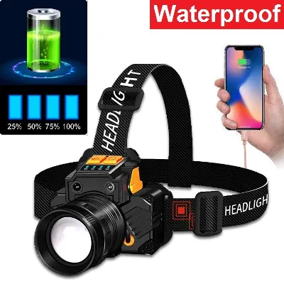 Senter Kepala Led Glare Sorot Induksi Zoom Isi Ulang Headlight Head — Lampu Samarinda