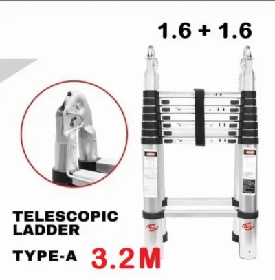 Tangga Lipat Aluminium Teleskopik Double 3.2 m - 1.6 + 1.6 m — Tangga Samarinda