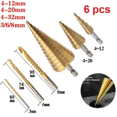 Mata Bor 3 PCS Besi Kuningan Kayu Plastik Step Drill Pagoda Tingkat - 6 PCS — Mata Bor Samarinda