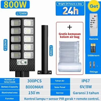 Jual Lampu Solar Tenaga Surya Lampu Jalan solar cell outdoor with Remote - 800W Di Samarinda