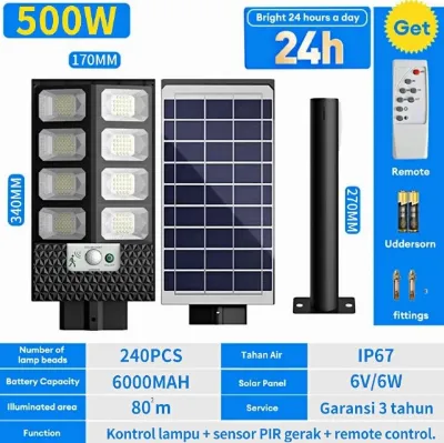 Jual Lampu Solar Tenaga Surya Lampu JaAlan solar cell outdoor with Remote - 500W Di Samarinda