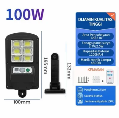Jual Lampu Solar Tenaga Surya Lampu Jalan solar cell outdoor with Remote - 100W Di Samarinda