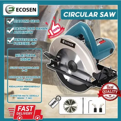 ECOSEN Mesin Circular Saw-Mesin Gergaji-Mesin Potong Kayu 7.25" 1050W — Mesin Gergaji Samarinda