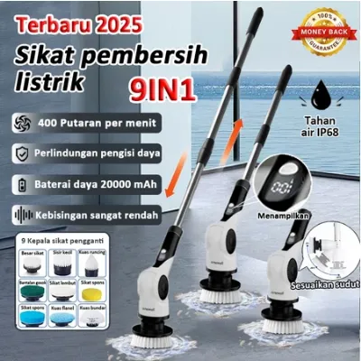 Unewell 2025 Sikat Pembersih Elektrik 9IN1 Sikat Kamar Mandi Otomatis Multifungsi Electric Cleaning Brush — Furniture & Rumah Tangga Samarinda