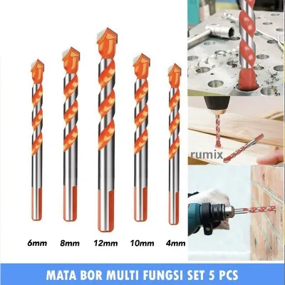 Mata Bor Drill Set 5 pcs Multi Purpose Bor Besi Beton Kayu Multifungsi - 5 pcs — Mata Bor Samarinda