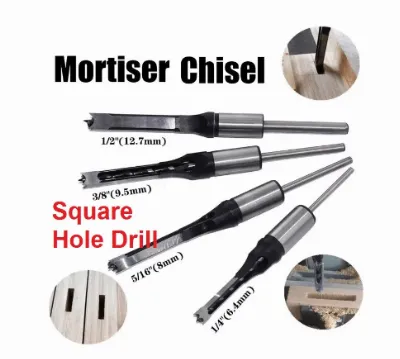 4pcs Mata Bor Bobok Kayu Pahat Mesin Square Drill Bit Mortise Tenon — Mata Bor Samarinda