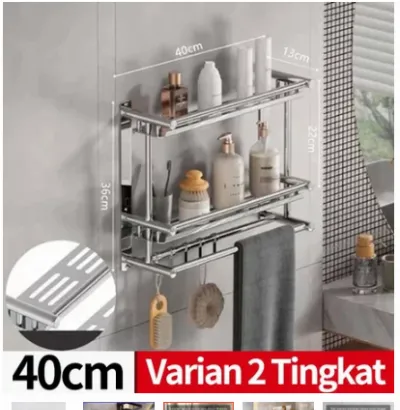 Rak Kamar Mandi Sudut Stainless Rak Gantung Sabun Multifungsi Steel Anti Karat Rak Tempel — Rak Samarinda