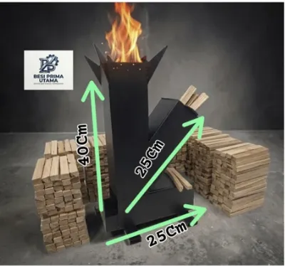 Kompor Rocket Stove Minimalis Kompor Kayu Bakar Kompor Camping Kompor Moderen Tungku Outdor  Besi Anti Karat — Furniture & Rumah Tangga Samarinda