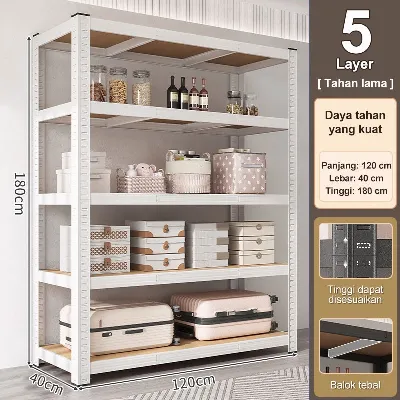 Rak Gudang Rak Besi Serbaguna RAK Siku Lubang Rak5 Susun - 5L-40*120*180-B — Rak Samarinda
