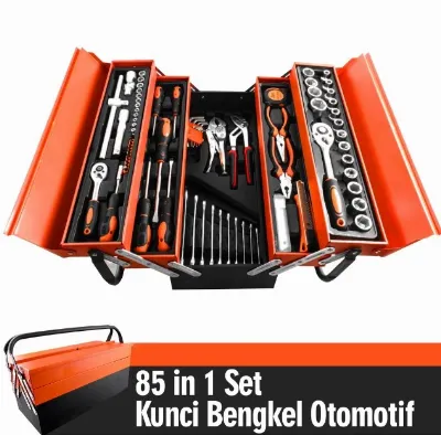 Tool Kit 85 Pcs Tool Box Perkakas Kunci Sok Set Pekerjaan — Tools Set Kombo Samarinda