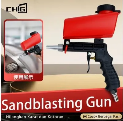 Sand Blaster Gun Pneumatic 90 PSI Gravity Sandblasting Tool Penghilang Karat Cat Oli Pembersih Karat Multifungsi — Kompresor & Pneumatik Samarinda