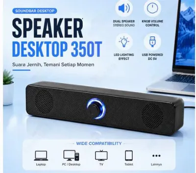 Desktop Speaker Soundbar for PC Laptop Computer Dual Stereo Speaker LED Volume Control Audio — Elektronik & Smart Home Samarinda