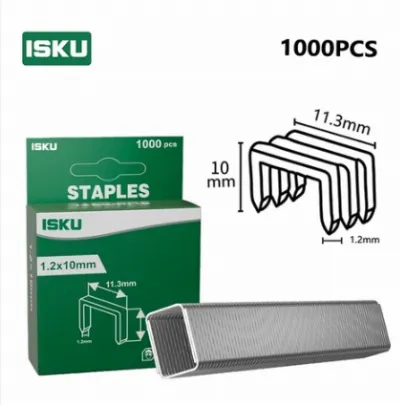 1000 Pcs Refill Staples Baja Carbon Steel Bentuk N 1.2x10MM