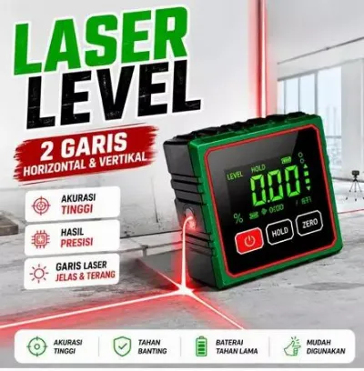 Inclinometer Laser Digital Alat Ukur Sudut Kemiringan Akurat Tinggi Dengan Magnetik LCD Alat Ukur Presisi Rumah 400mAh — Hand Tools Samarinda