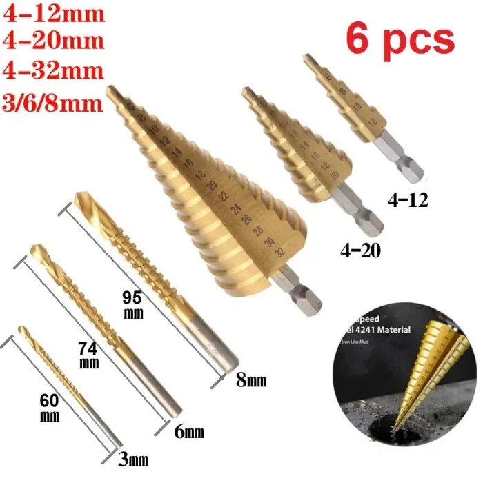 Jual Mata Bor 3 PCS Besi Kuningan Kayu Plastik Step Drill Pagoda Tingkat - 6 PCS Di Samarinda — Lapak Perkakas