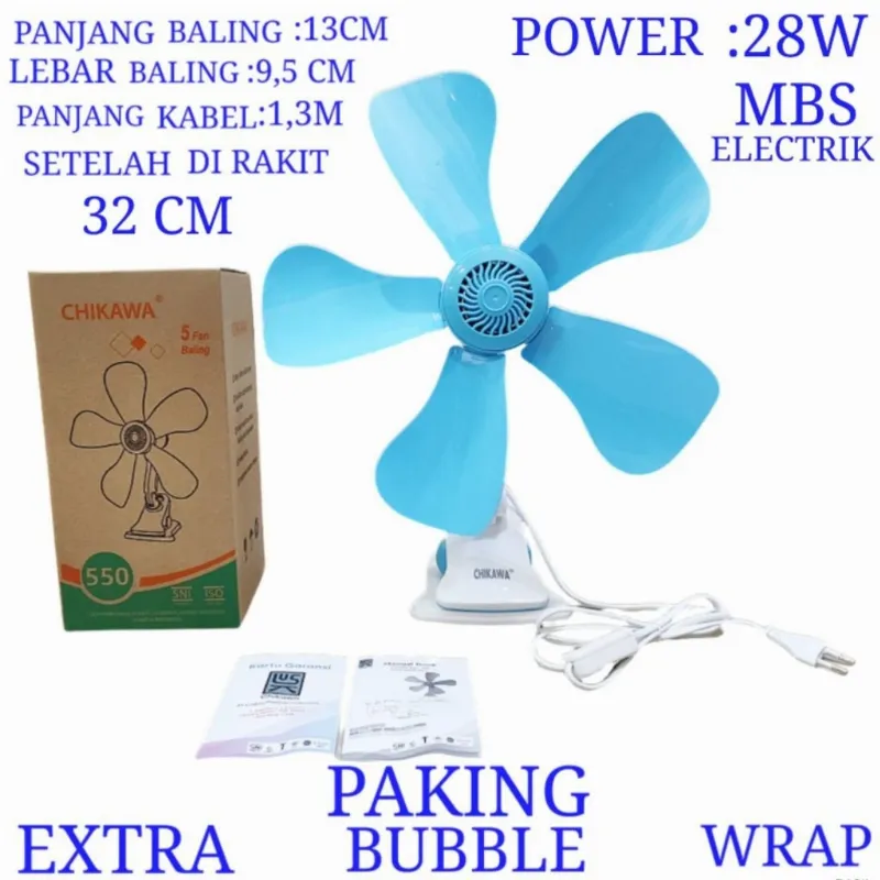Jual KIPAS ANGIN 3in1 MEJA DINDING DAN JEPIT CHIKAWA 22W - 28W — CHIKAWA 550 28W Di Samarinda — Lapak Perkakas