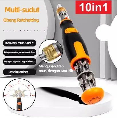 Jual Obeng Bit Rachet Dua Arah 10 In 1 Multi Bit 14 inch Attachment Magnetik sudut 90 derajat Di Samarinda — Lapak Perkakas