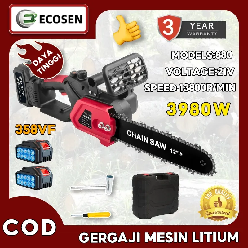Jual Chainsaw Gergaji Rantai Elektrik Mini 12 Inch 2 Baterai 358V Cordless Gergaji Pemotong Kayu Gergaji Cordless Gergaji Di Samarinda — Lapak Perkakas