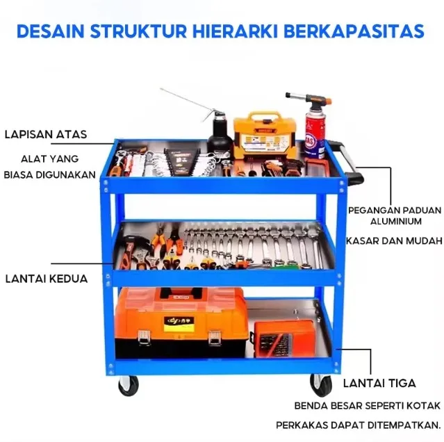 Jual Troli Bengkel Rak 3 Susun Di Samarinda — Lapak Perkakas