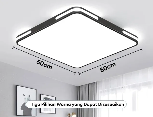 Jual Lampu Plafon Minimalis 3 Warna lampu hias plafon LED 48W kendali jarak jauh - Kotak Di Samarinda — Lapak Perkakas