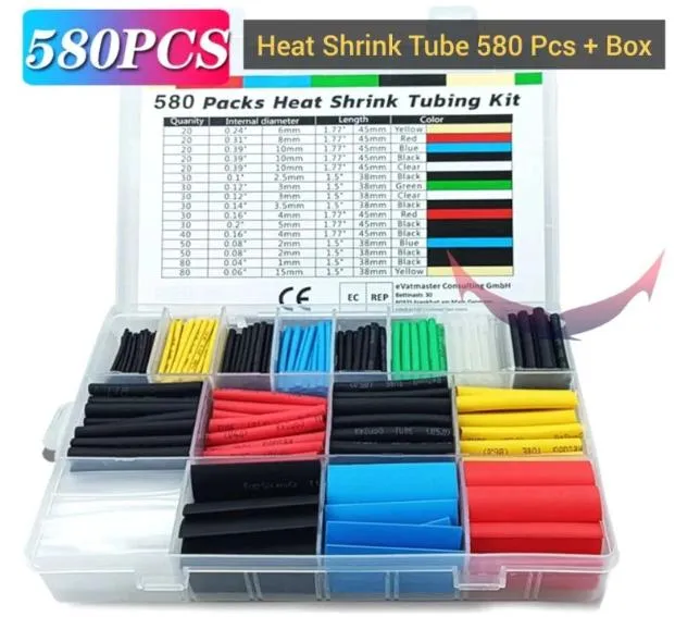 Jual Heat Shrink Tube / Selongsong Kabel Termoskrinkable set 580 pcs dalam box (16 ukuran, berbagai warna) Di Samarinda — Lapak Perkakas